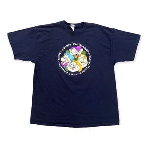 Vintage 90s Disney Catalogue Sneezy Dopey Doc Grumpy Graphic T-Shirt Navy Blue